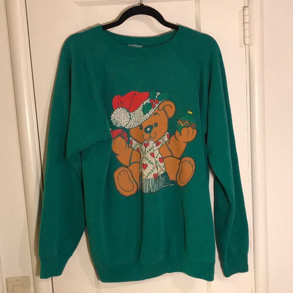 Green Ugly Christmas Sweater with Teddy Bear